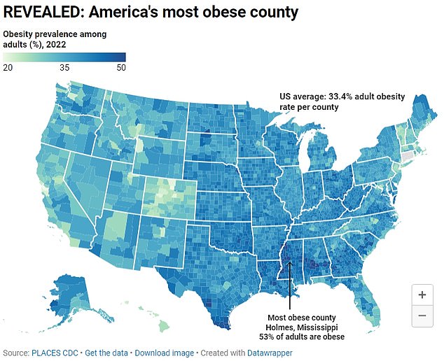 webnexttech | “Exploring the Most Obese Counties in America with an Interactive Map: An Insight into High Obesity Rates”